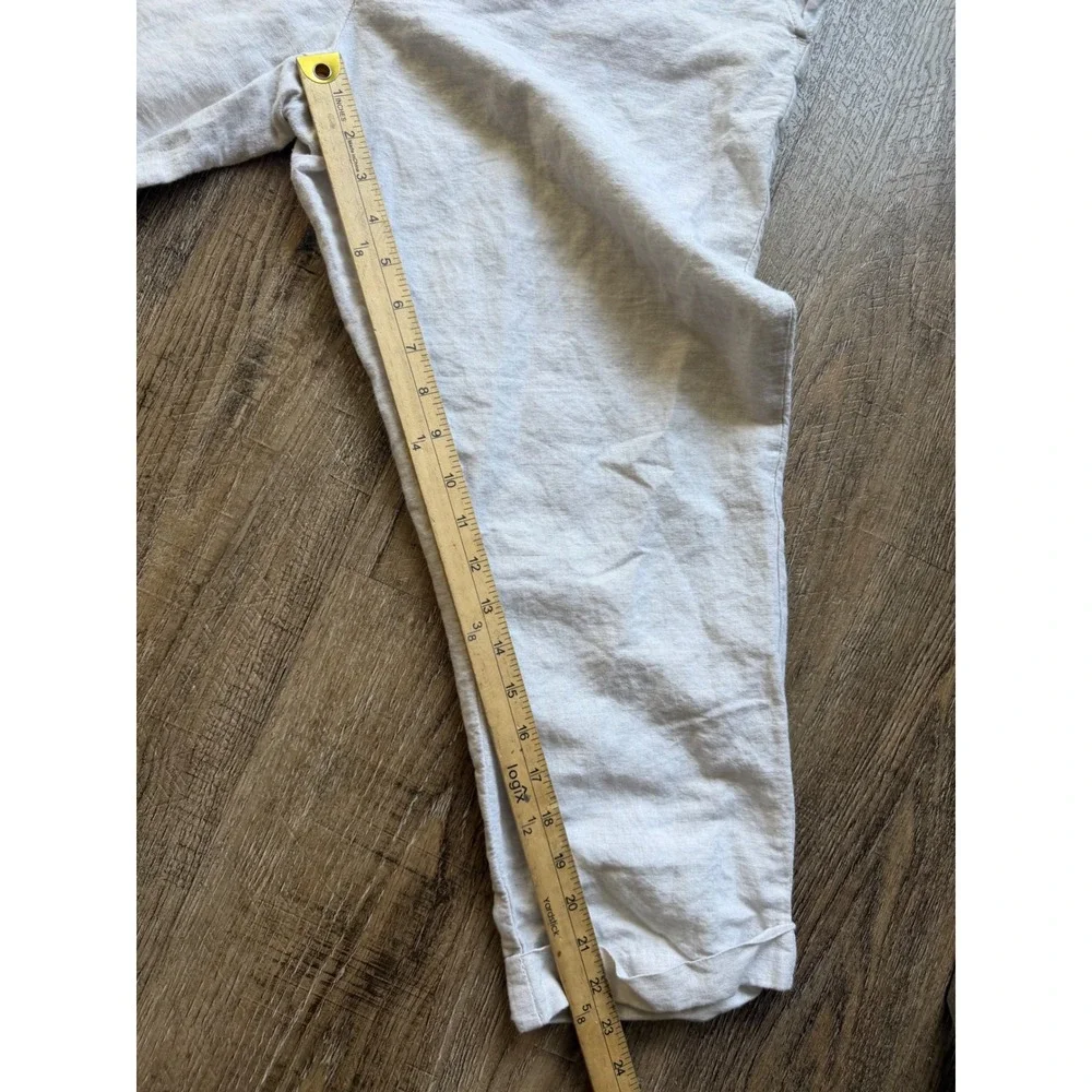Banana Republic Linen Cotton Beige Cropped Pants Size 14 Relaxed Cuffed Trousers